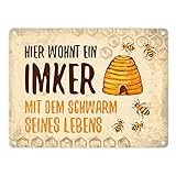 trendaffe - Imker mit Schwarm seines Lebens Blechschild in 15x20 cm - Metallschild Reklameschild Dekoschild