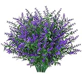 Lavendel Künstlich 8 Bündel Künstliche Blumen Lavendel Büsche Kunstblumen Künstlicher Deko für Draußen Garten Outdoor Balkon