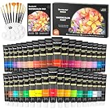 Shuttle Art 48 teiliges Wasserfarben Set, 36 Aquarellfarben in Tuben, je 12ml, flüssige Wasserfarben mit 10 Pinseln, Aquarellblock, Palette, Wasserfarben für Kinder, Erwachsene, Anfänger und Künstler