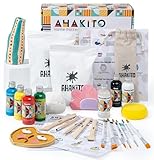 ahakito DIY Set Erwachsene, Ton Töpferset für Anfänger für zu Hause, Bastelset Erwachsene Beinhaltet Ton Lufttrocknend, Modellierwerkzeug, Acrylfarben, Pinsel und Eine Anleitung, Anfängerfreundlich