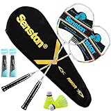 Senston Graphit Badminton Set Profi Badmintonschläger Leichtgewicht Badminton Schläger Federballschläger Set für Training, Sport und Unterhaltung mit Schlägertasche