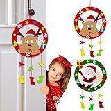 Weihnachtsdeko Basteln Weihnachten Kinder, Bastelset Weihnachten Kinder Filz Weihnachtskranz für die Tür, Weihnachtsbasteln Kinder Set Weihnachten Geschenke für Kinder Kinderzimmer Weihnachtsbaum Deko