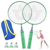 JOY SPOT! Federball Set für Kinder, Kurz Badminton Schläger Set mit Tasche für Junior, Sportspiel für 2 Spieler für Indoor Outdoor im Garten, Schule, Büro (Grün)