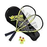 VICFUN Speed-Badminton 100 Set Junior - 2 Badmintonschläger, 3 Bälle und eine hochwertige Badmintontasche