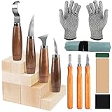 FANTICDE 20 Teiliges Schnitzmesser Set Holz Schnitzwerkzeug 7 Stück Schnitzmesser 8 Holz zum Schnitzen Holz Schnitzset Wood Carving Knife für Erwachsene Anfänger mit Schnittfeste Handschuhe