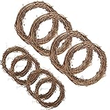 Larcenciel Weinreben Kränze Set, 8 Stück Grapevine Kränze 2 Größen Naturkranz Trockener Rattan Weihnachtskranz Holz Deko DIY Kranz Deko für Weihnachten Wand- und Türkranz Deko (10, 20 cm)