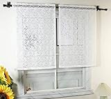 Yaland Jacquard Panneaux mit Floral Muster Fenster-Behang Scheibengardine mit Tunnelzug Zeitlose Fensterdekoration 1 Stück, Weiß, BxH 60x90cm