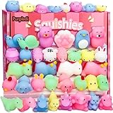 Purpledi 50 Stück Squishies Kawaii Soft Silikon Spielzeug Anti , Mini Soft Squeeze Stressabbau Squishies Anti Stress Spielzeug mit Verschiedenen Tiermotiven, Mitgebsel Kindergeburtstag Gastgeschenke